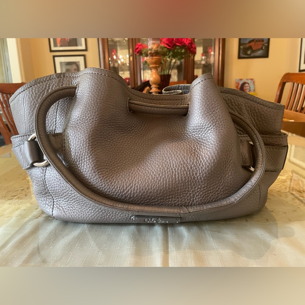 Coke Haan grey leather slouched shoulder bag